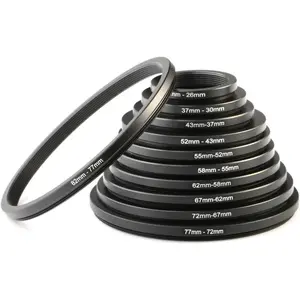 11 Pieces Metal Step Down Filter Adapter Rings Set, for Large Size Lens Add Small Size Filter 67-62mm 72-67mm 77-72mm 82-77mm for Camera Lens