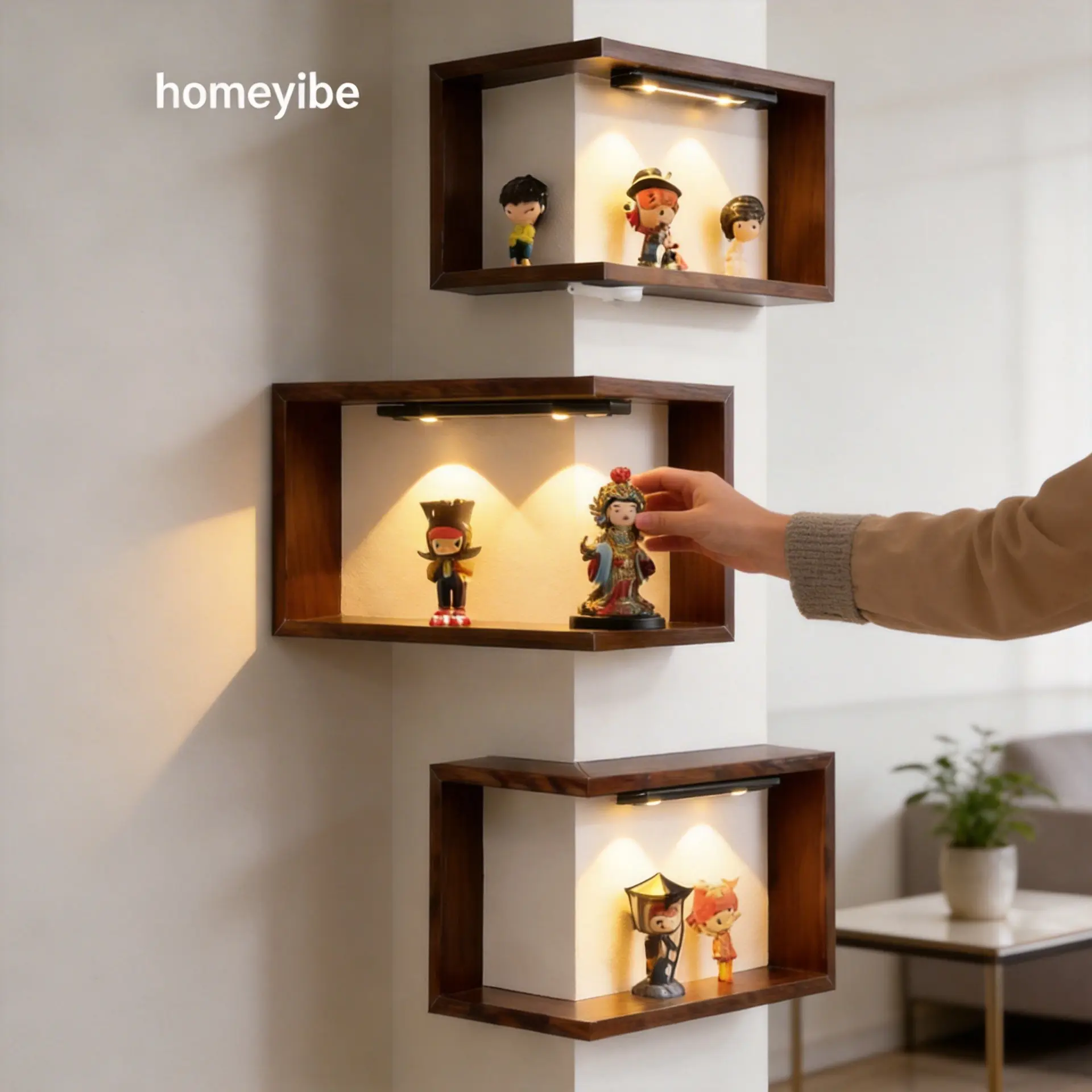 [Big Sale] Homeyibe Corner Shelf - Smart Floating Display Rack for Collectibles, Figurines & Home Decor Wall Kitchen 3 Tier Organizer Storage Space-Saving Wall-Mounted Rack Shelf decorative Toy Fashion Saver Multi-purpose Wooden Cheap Gift