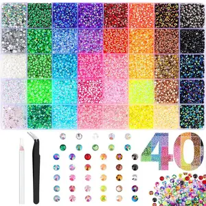 40000Pcs 40 Color Jelly Synthetic Rhinestones for Bedazzling, 3mm Multicolor Resin Flatback Synthetic Gems for Diamond Art, Bedazzler Kit for Crafting Book Shoes Nail Art