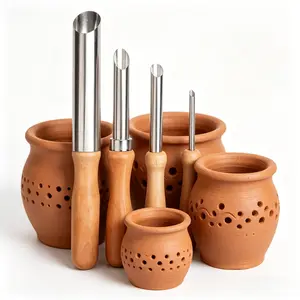 4-piece clay tool set, stainless steel round hole punching die, DIY sculpture tool, soft clay set, teapot spout/flowerpot drill, pottery making tool, professional ceramic tool, Diy Kit