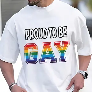 Men's Unisex Soft Fabric LGBTQ+ Pride T-Shirt - Proud To Be Gay Rainbow Print, USA-Printed Casual Menswear Top