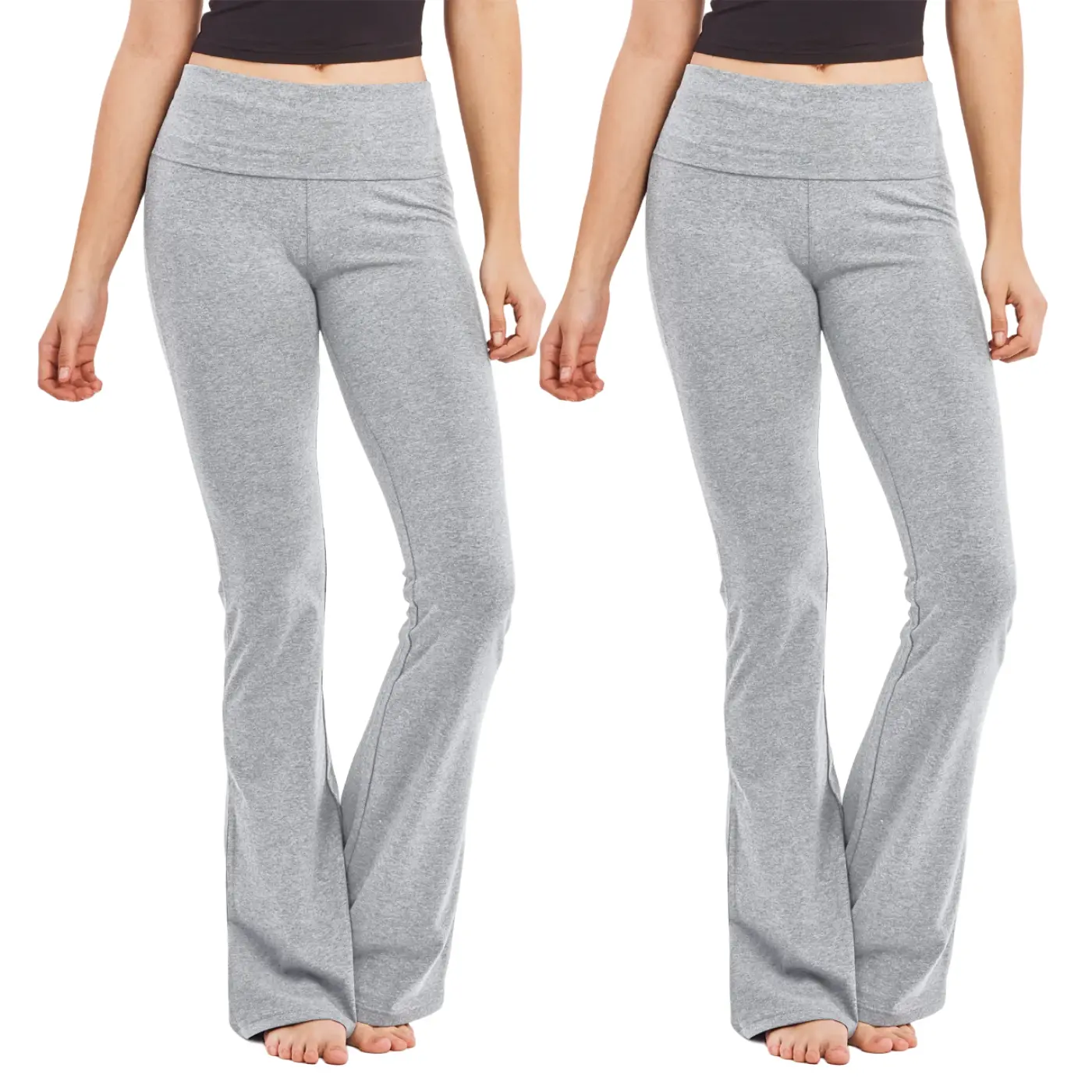 2 Pack Women’s Yoga Pants Cotton Flare Bootcut High Waist Tummy Control Soft Leggings Cozy Stretch Breathable Workout Womenswear Activewear