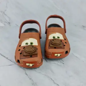 Brown Mater Clogs – Fun 3D Cartoon Sandals with Rustic Auto Vibe, Lightweight & Comfy for Everyday Wear
