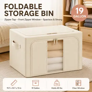 Large Capacity Clothes Storage Box, 1 Count Foldable Clothes Durable Storage Organizer with Handle, Portable Storage Box for Home, Dormitory, Moving, Quilt Storage fathersdaygiftideas