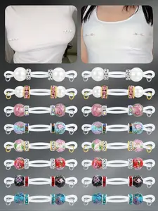 1pair Cute Glass Nipple Cuff For Women For Daily Decoration, Fake Nipple Piercing Jewelry Colored Glass Adjustable Fake Nipple Rings Clip On The Nipple Non Piercing Nipple Jewelry