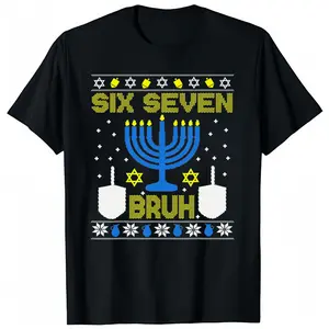 Six Seven Bruh 67 Hanukkah Chanukah Dreidel Ugly Christmas Sweater Shirt Top