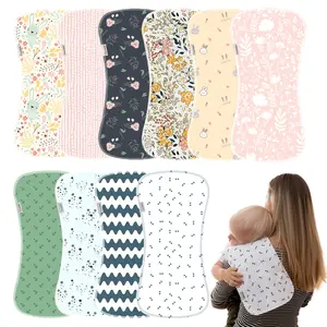 10-Pack Newborn Super Soft Burp Cloths - Absorbent and Breathable, Cute Cartoon Unisex Design, Spit-Up Burp Cloth Set, Newborn Gift