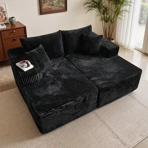 Weaxty Modern 75" Oversized Double Chaise Lounge Upholstered Boneless Cloud Stupendous Chair Sofa Bed Deep Seat 【2 packages Delivery】Foam Couch for Living Room Bedroom No Assembly Required