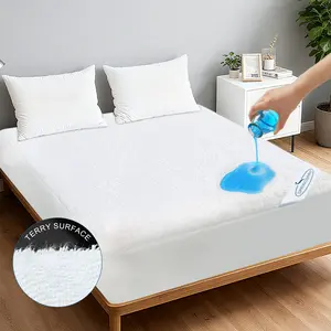 Premium Terry Waterproof Mattress Protector - Ultra-Soft Breathable Noiseless Absorbent Mattress Pad Mattress Topper Cover Solid Color Fitted Sheet with Deep Pocket Machine Washable #TiktokshopStockUp