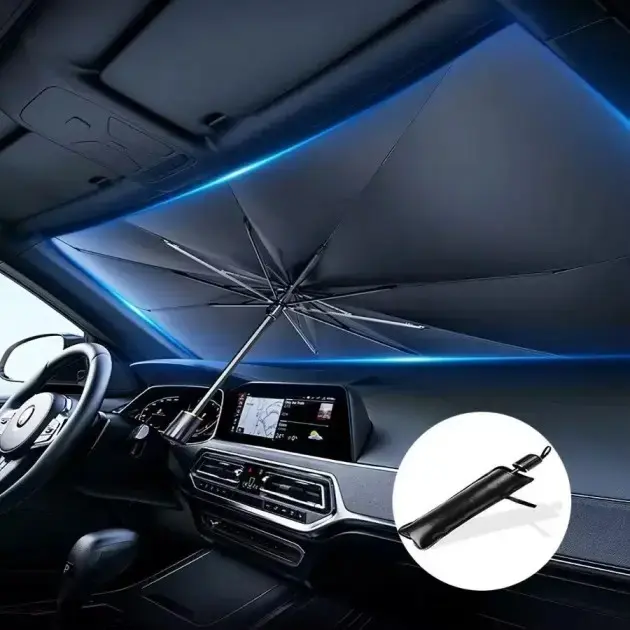 Foldable reflective car window sunshade, physically reflecting sunlight to protect the interior equipment. 55-inch x 31-inch windshield sunshade, suitable for the front windshield, providing heat insulation protection for cars.