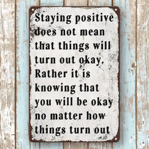 2D "Keep Positive" Inspirational Quote, Rustic Black Metal Sign, Waterproof Windproof Wall Hanging Decoration for Bars, Cafes, Man Caves - Durable Iron Art