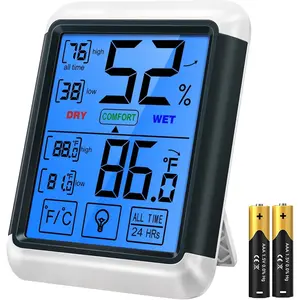 TP55 Digital Indoor Hygrometer Thermometer, 4-Inch Temperature/Humidity  with Touchscreen and Backlit, Room Thermometer/Humidity Meter for House  Greenhouse (Previously )