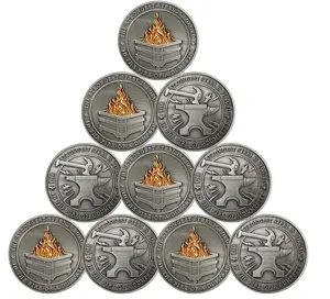 10pcs Dumpster Fire Challenge Coin, Strongest Steel Forged in Dumpster Fire, Humorous Resilience Medallion, Funny Employee Gift for Nurses Teachers IT Workers, Strength Growth Overcoming Adversity, Emotional Team Favor, Home Lounge Men’s Decor Accessories