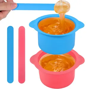 LMMAKE 1Pc Wax Pot Liner,Silicone Wax Warmer Liner with 1 Pc Wax Sticks, Non-Stick Wax Pot Silicone Bowl Replacement,Reusable Wax Melt Liners Wax Warmer Liner Bowl for Hair Removal