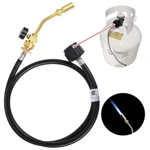 Propane Torch Hose Adapter Kit – Portable Turbo Torch for Brazing, Soldering, Welding – Connects to Standard Gas Cylinder, Heavy Duty Flame, DIY & Professional Use