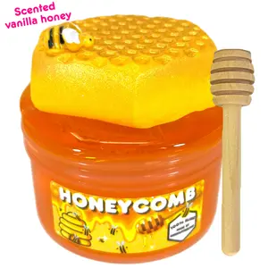 Honeycomb 8oz Coated Clear Slime with Honeycomb DIY Clay Scented Vanilla Honey Includes Wooden Dipper