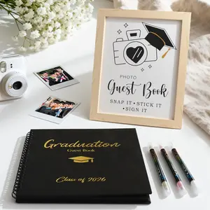 2026 Graduation Decorations - 30 Pages Graduation Guest Book with Photo Sign and 3 Markers - Class of 2026 Graduation Gifts Graduation Decor Party Favors Supplies for Kindergarten High School College