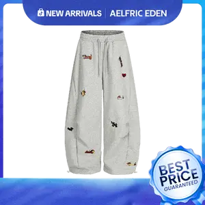 Aelfric Eden Unisex Embroidery Puppy Baggy Barrel Sweatpants Y2K Streetwear Loose Fit Vintage Joggers