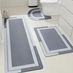 ACCUMTEK Non Slip Bathroom Rugs 1/2/3 Piece, Thin Quick-Dry Bath Mat Fit Under Door, Machine Washable Carpet for Bathroom, Bathtub and Kitchen