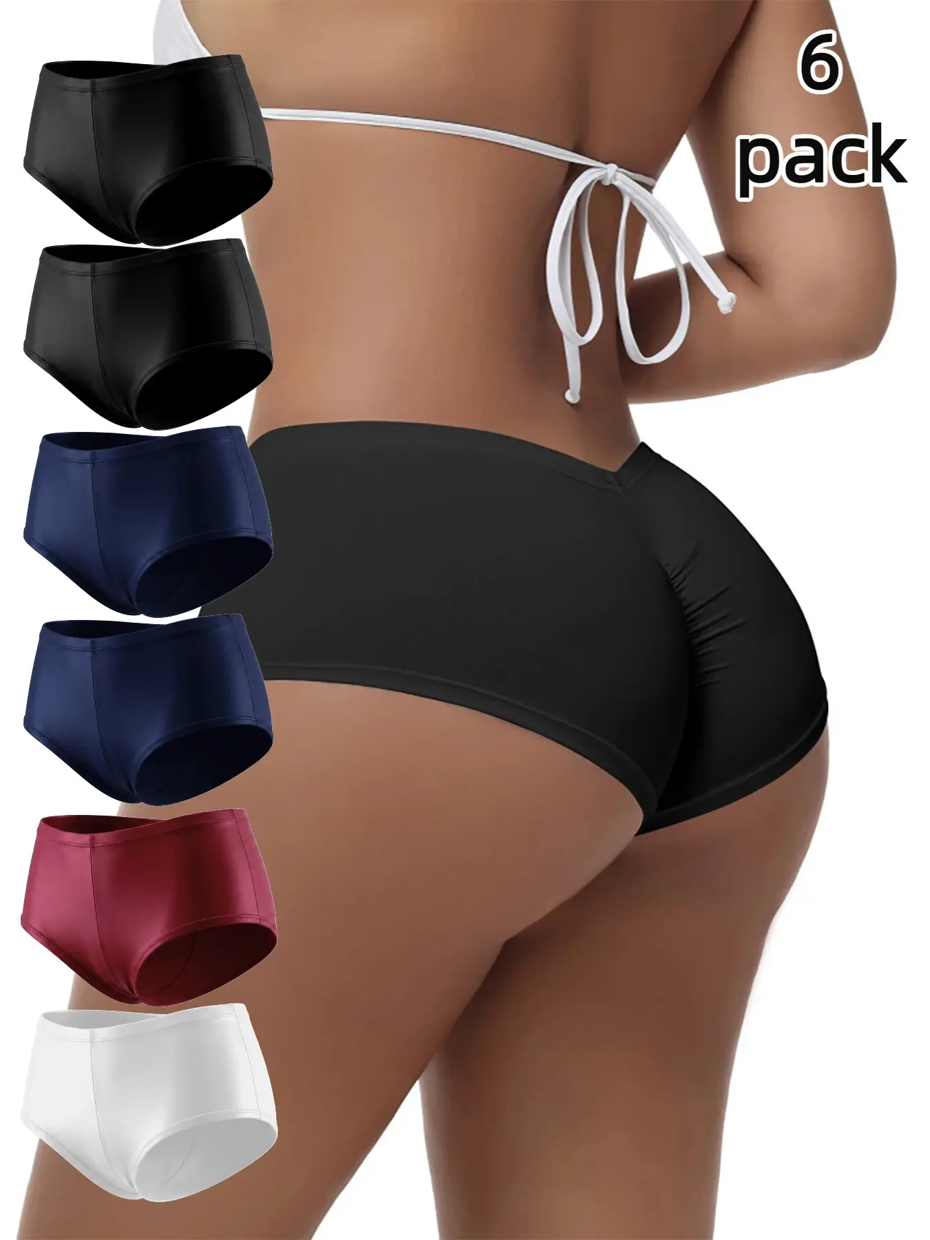 Women's Seamless Soft Elastic Swimwear Briefs, Comfortable Smooth Skin-Friendly No-Trace Casual Sports Underwear, All-Season 6-Piece Set Panties Swim Panty