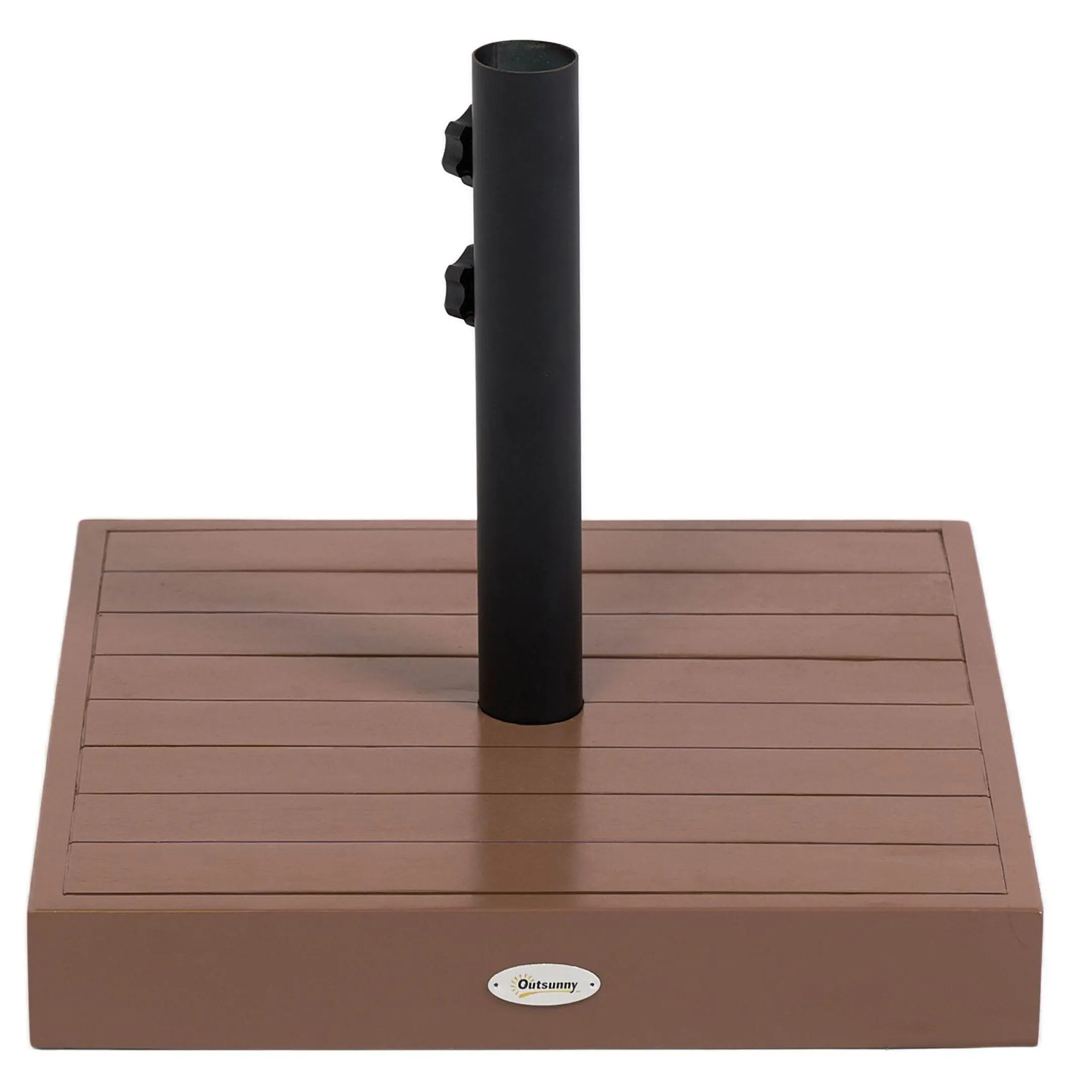 Patio Umbrella Base 42 lbs - Heavy Duty Concrete Stand for 1.25/1.5" Poles - Outdoor Lawn Poolside Coffee Umbrella Holder - Acacia Wood Finish default