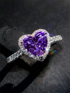 1 PC Romantic Heart Cubic Zirconia Ring For Women For Wedding Engagement Anniversary Party Jewelry Valentine's Day Gift Heart Infinity Ring