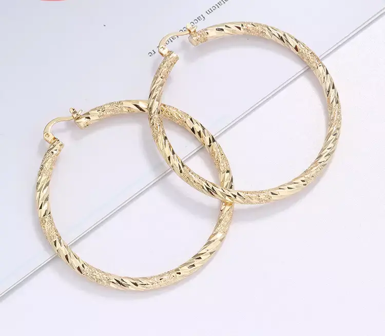 18-Carat Layered Real Gold-Filled Classic Round Gold-Tone Hoop Earrings - Unisex Luxury Infinity Hoops for Women, #28 Design, Infinity Gold Hoops, Luxury Gold Earrings