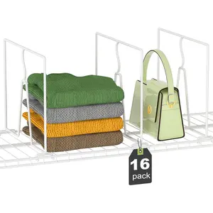 Wire Shelf Dividers for Closet: Tall 16 Pack 12-inch Deep Wire Rack Accessories - Adjustable Purse Organizer for Clothes Handbags - Metal Pantry Separators