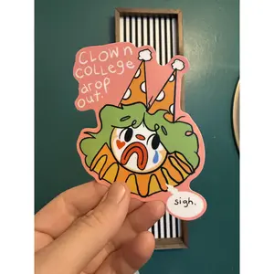 Clown College sticker, xl size 4x3 inches die cut