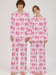 67 Meme Pajamas Set for Women | Pink Bow Six Seven Pajama Set | Funny TikTok Viral PJs | Cute Satin Long & Short Sleepwear