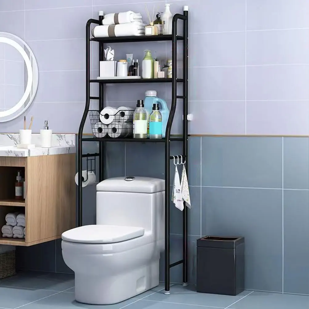 Garvee Metal Bathroom Floor Organizer with Movable Towel Rack, Toilet Paper Holder, and Sink Organizer for Stylish and Efficient Bathroom Storage and Convenience