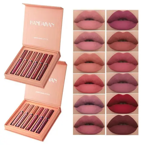 Women's 6-Color 6pcs Waterproof Long-Lasting Velvet Fog Finish Moisturized Lipstick Set - Hydrate, Transfer-Proof, All Skin Types, Colorful Packaging Lipstick & Lip Gloss, Wedding & Everyday Glam Beauty Accessory