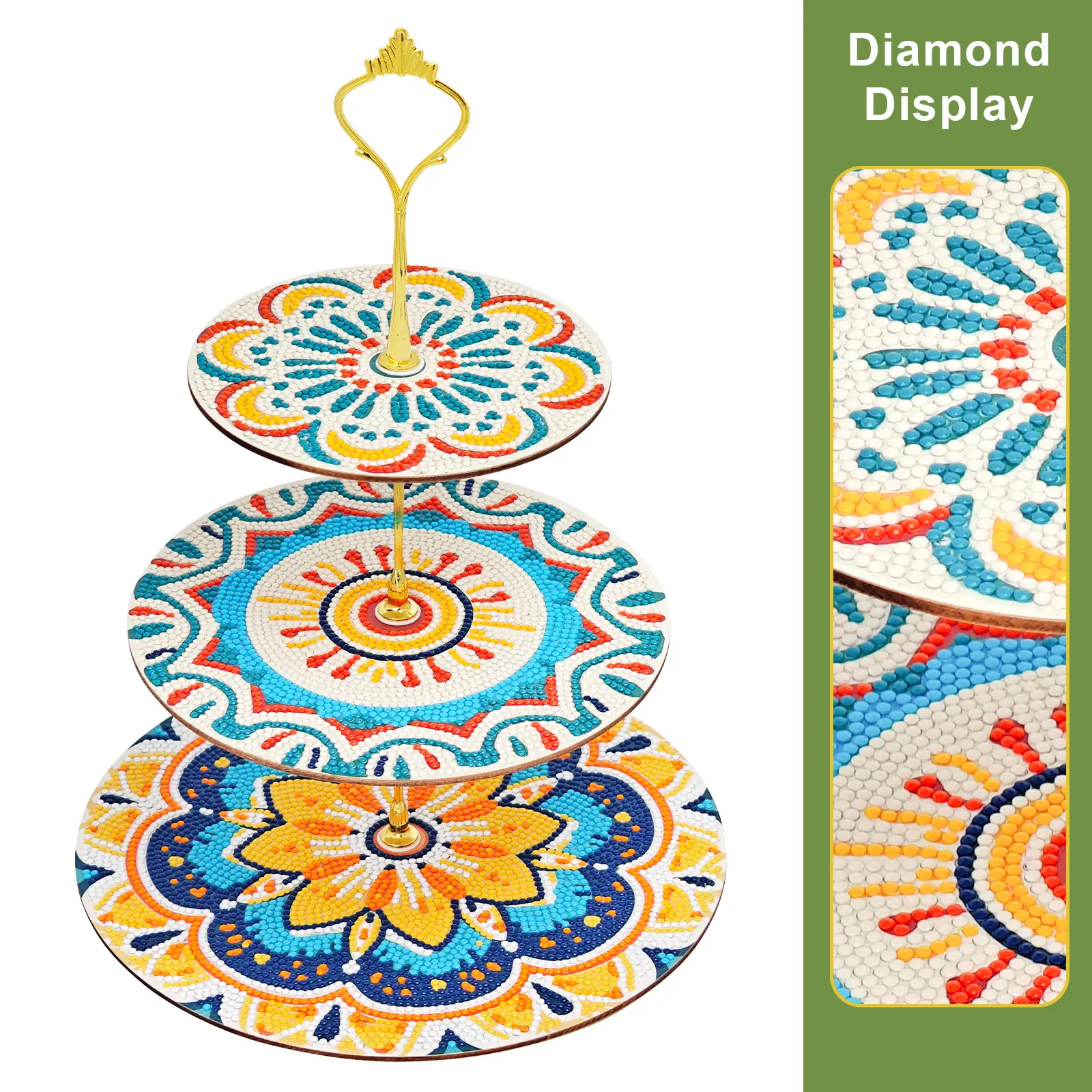 3-Layer Lotus-Inspired Vibrant Tiered Mandala Flower Storage Tray - Multifunctional Handmade DIY Diamond Painting Organizer, Vanity Countertop Bohemian Decor, Easter Gift for Friends