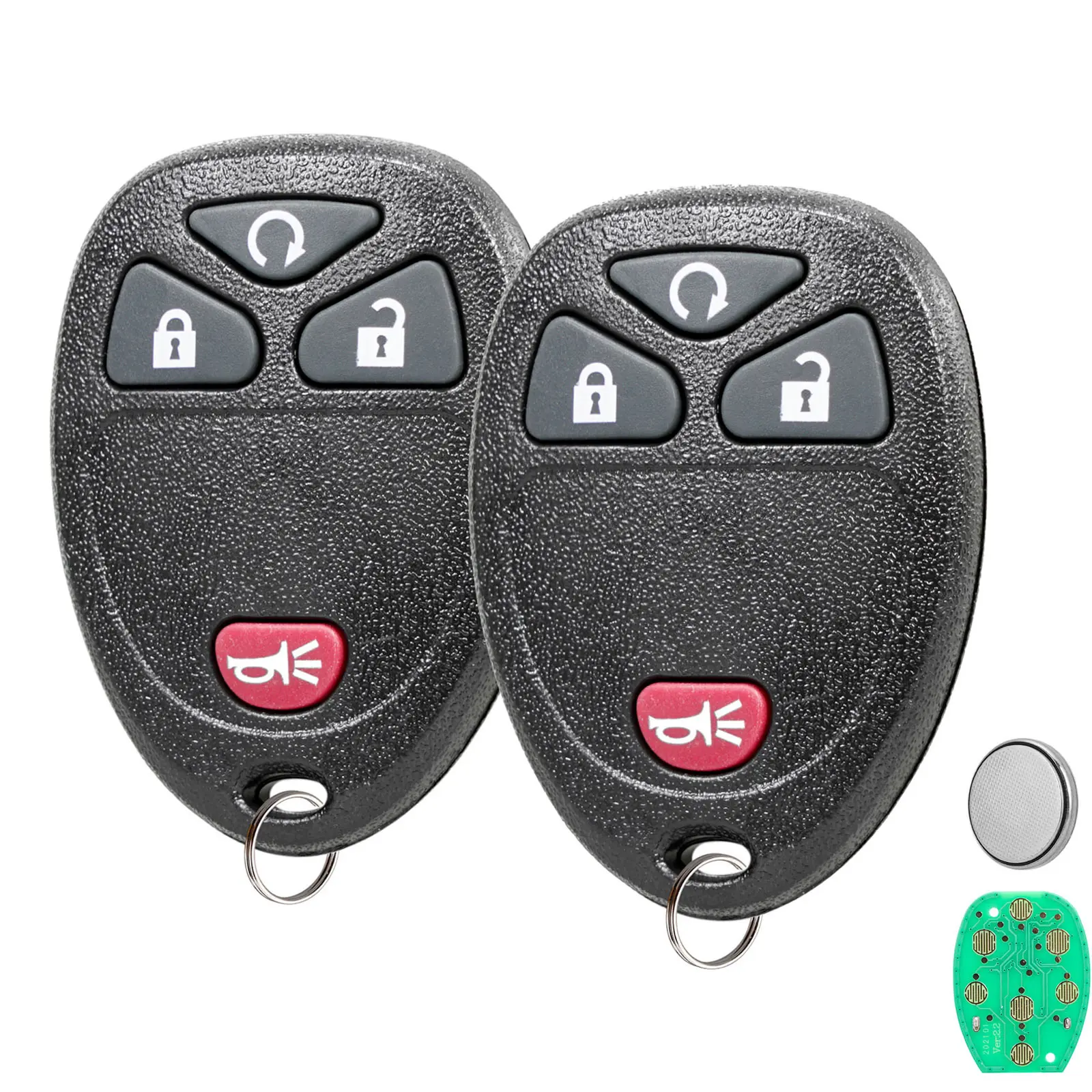 2-Pack Car Remote Key Fob Replacement, 4-Button Auto Parts for 2007-2013 Chevrolet Suburban, Tahoe, Avalanche, Silverado 1500/2500/3500 & GMC Sierra, Yukon (OUC60270, OUC60221) - Car Accessories