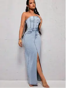 Denim Strapless Dress - Simple Product Title Using Provided Information