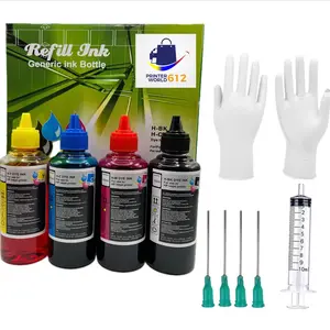 Printed World612 400ML Refill Ink Kit for HP Printers 60-67 910-951 Includes 100ml Black Cyan Magenta Yellow Inks & Accessories
