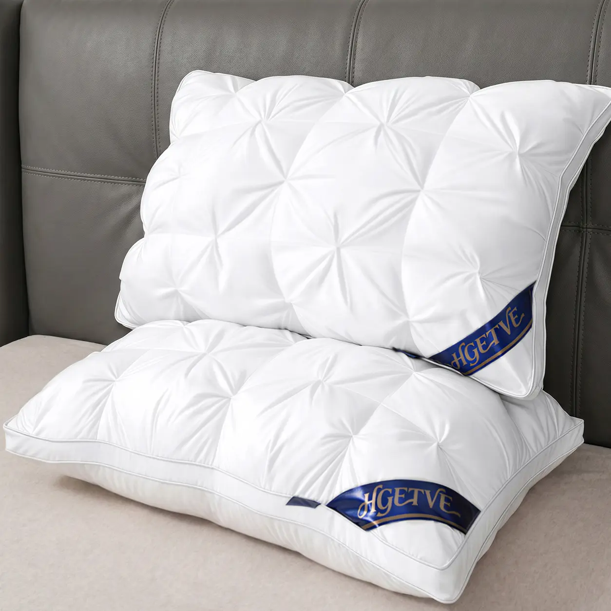 Luxury Hotel Cervical Neck Pillow Cloud-Like Soft Ergonomic Support, Breathable Cover, Pinch Pleat Design, Gusseted Sidewall, Cooling Sleep Neck Care Bed Accessory for Back/Side Sleepers, Ideal Gift Pillow for Sleeping