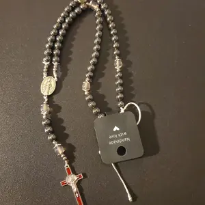 Hematite Crystal's Beaded Rosary Adjustable.