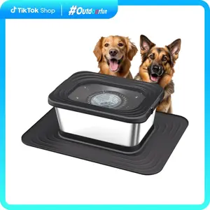 【outdoorfun】10L/2.6 Gallon Stainless Steel Dog Water Bowl, No Spill Anti-Splash Dog Bowls with XXL Silicone Mat, Spill-Proof Slow Feeder for Messy Drinkers, Heavy Duty Pet Bowls for Indoor/Outdoor Use Black Mother's day