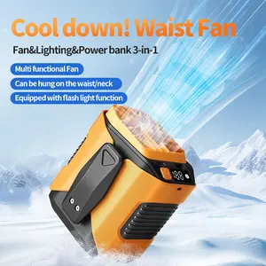 TADEKERU Portable Fan waist-mounted Fan Ice-Cooling Battery Operated 15 Hours 100 Gear Speed for Summer Travel Vacation Essentials Outdoor Activities Beach outdoors Usage