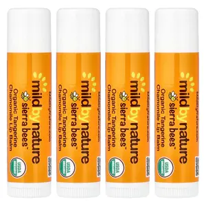 Mild By Nature Organic Lip Balms, Tangerine Chamomile, 4 Pack, 0.15 oz (4.25 g) Each