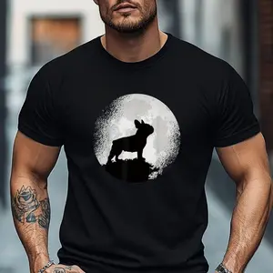100% Premium Cotton T-shir French Bulldog T-Shirt for & - Quick-Dry Breathable Short Sleeve Tee with Frenchie Print, Regular Fit Suitable for Outdoor Training, Casual Wear