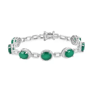 Verde Onyx 12.80 ctw Bracelet in Platinum Plated 7.25 In