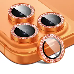 Camera Lens Protector Compatible for iPhone 17 Pro/iPhone 17 Pro Max Camera Lens Protector Bling, 9H Tempered Glass Camera Cover Screen Protector Metal Ring Decoration Accessories Pro & Pro Max Bling Glitter Ring Diamond