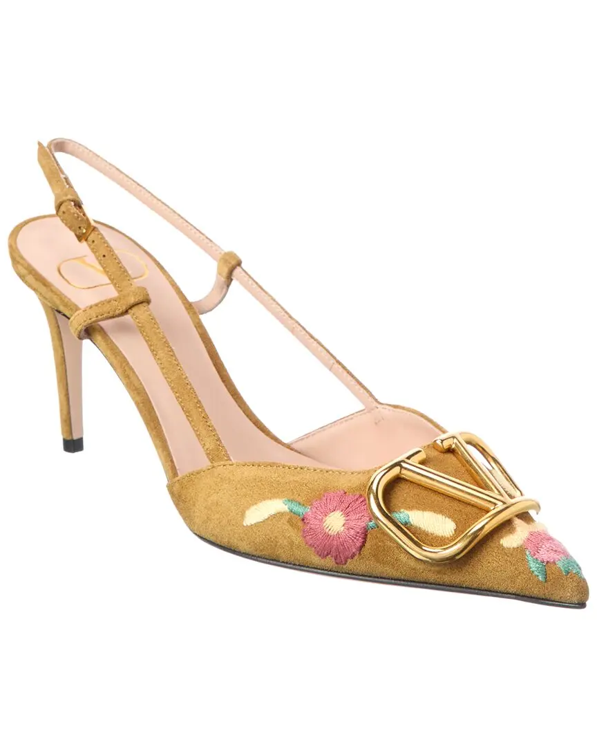 Valentino VLogo Signature 80 Suede Slingback Pump