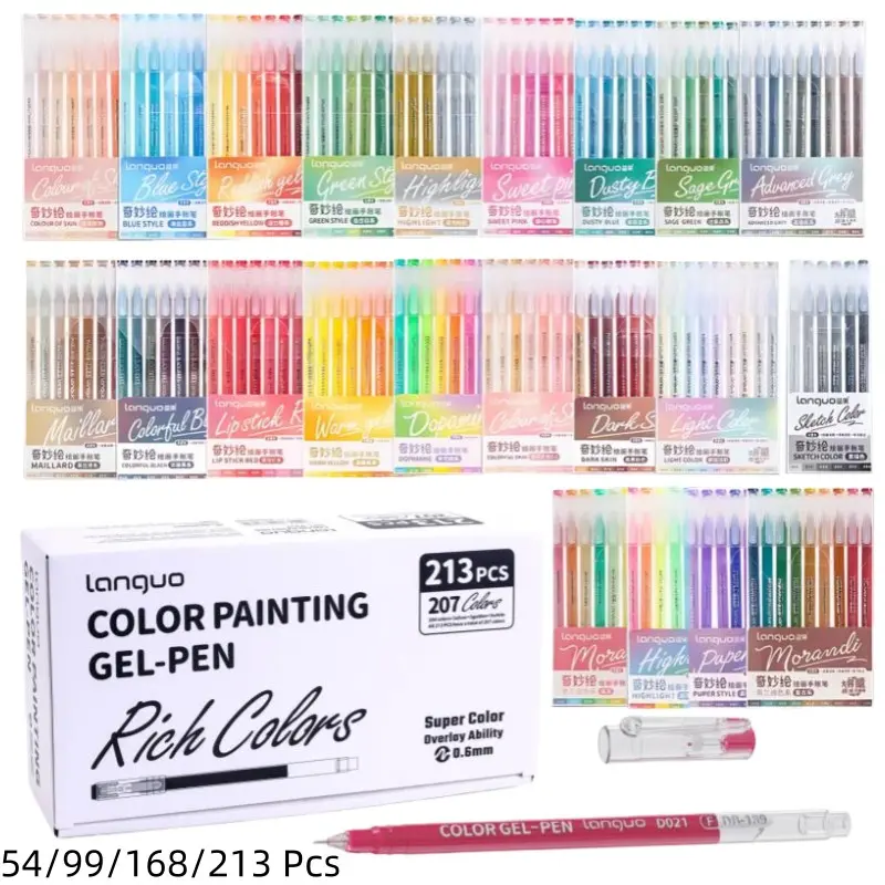 54/99/168/213 Pcs Gel Pens, 0.6 mm Fine Tip Gel Pens for Art Coloring,Portable Case gel pens Colored for Journaling, Coloring, Painting, Drawing & DIY Crafts,Stackable colors,Smooth,Water-Based