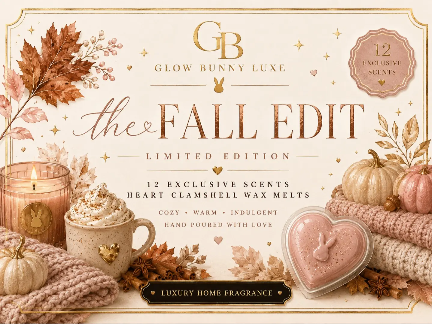 THE FALL EDIT COLLECTION- (12) 1 OZ CLAMSHELL HEART WAX MELTS THE FALL EDIT COLLECTION- (12) 1 OZ CLAMSHELL HEART WAX MELTS