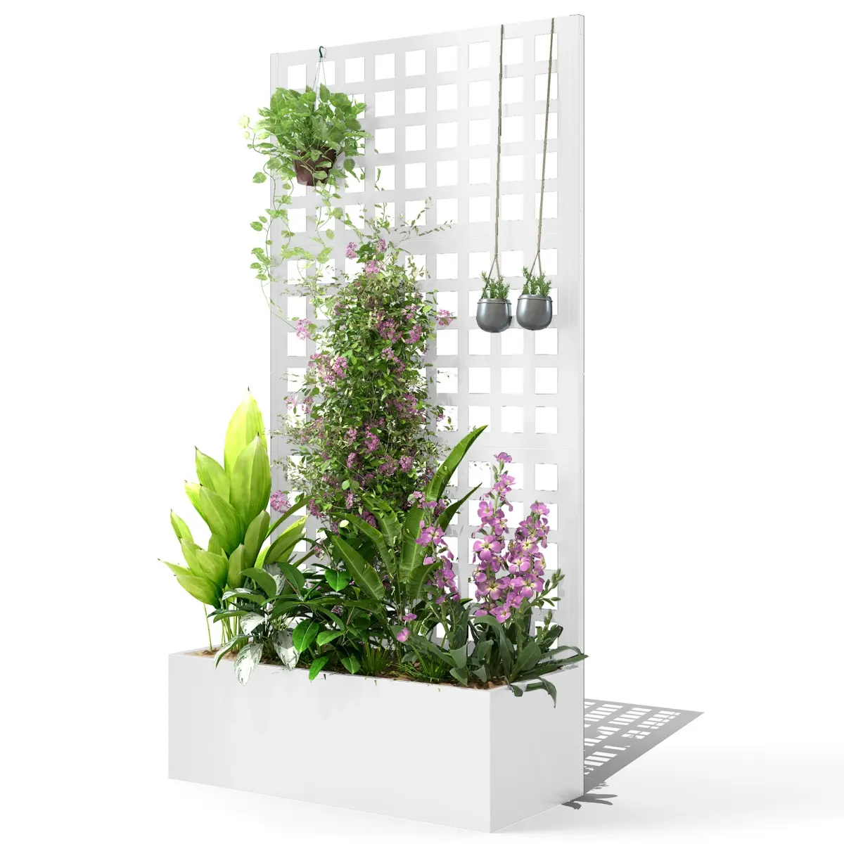 Outsunny 212 Main 84H-146V00WT Rectangular Outdoor Galvanized Raised Garden Bed Planter Box with Trellis, 35x16x70 in, for Climbing Plants, Vegetables