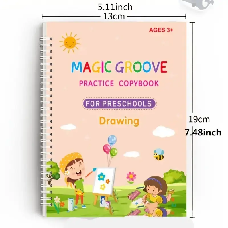 Magic Groove Reusable Tracing Copysheets, Grooved Handwriting Practice Flash Cards Kit Develop Pen Control, Letter & Number Writing Skills, Preschool Kindergarten Early Education Learning Toy, Writable Practice Card for Toddlers Ages 3+