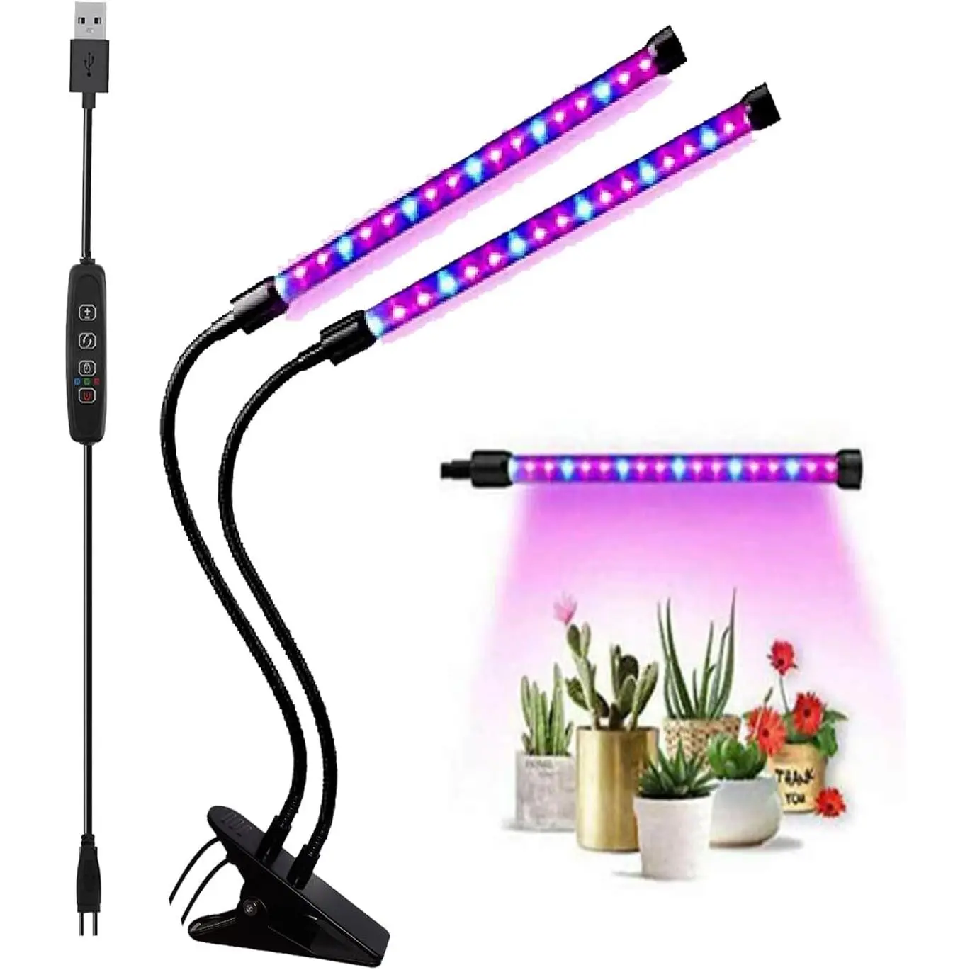 40W Grow Light LED  Grow Lights Full Spectrum for Indoor , Auto ON Off with 3/9/12H Timer, 9 Dimmable Lightness Clip-On Desk Grow Lamp Bulbs